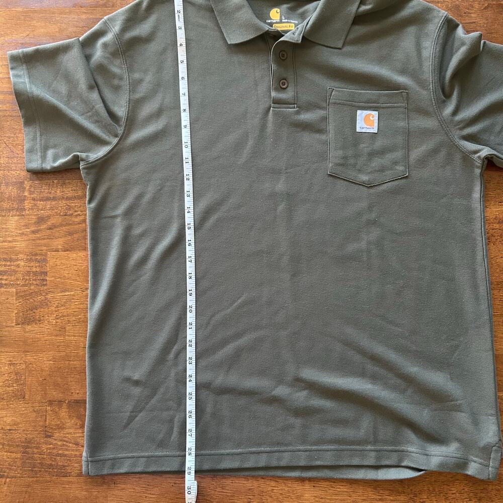 Carhartt men’s hunter Green casual minimalist polo shirt size large  - Picture 4 of 7